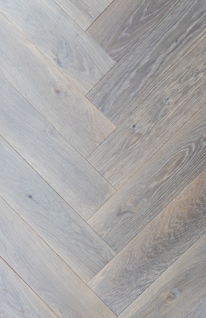 Antique Farm, Aged herringbone wood flooring - engineered timber in a herringbone style