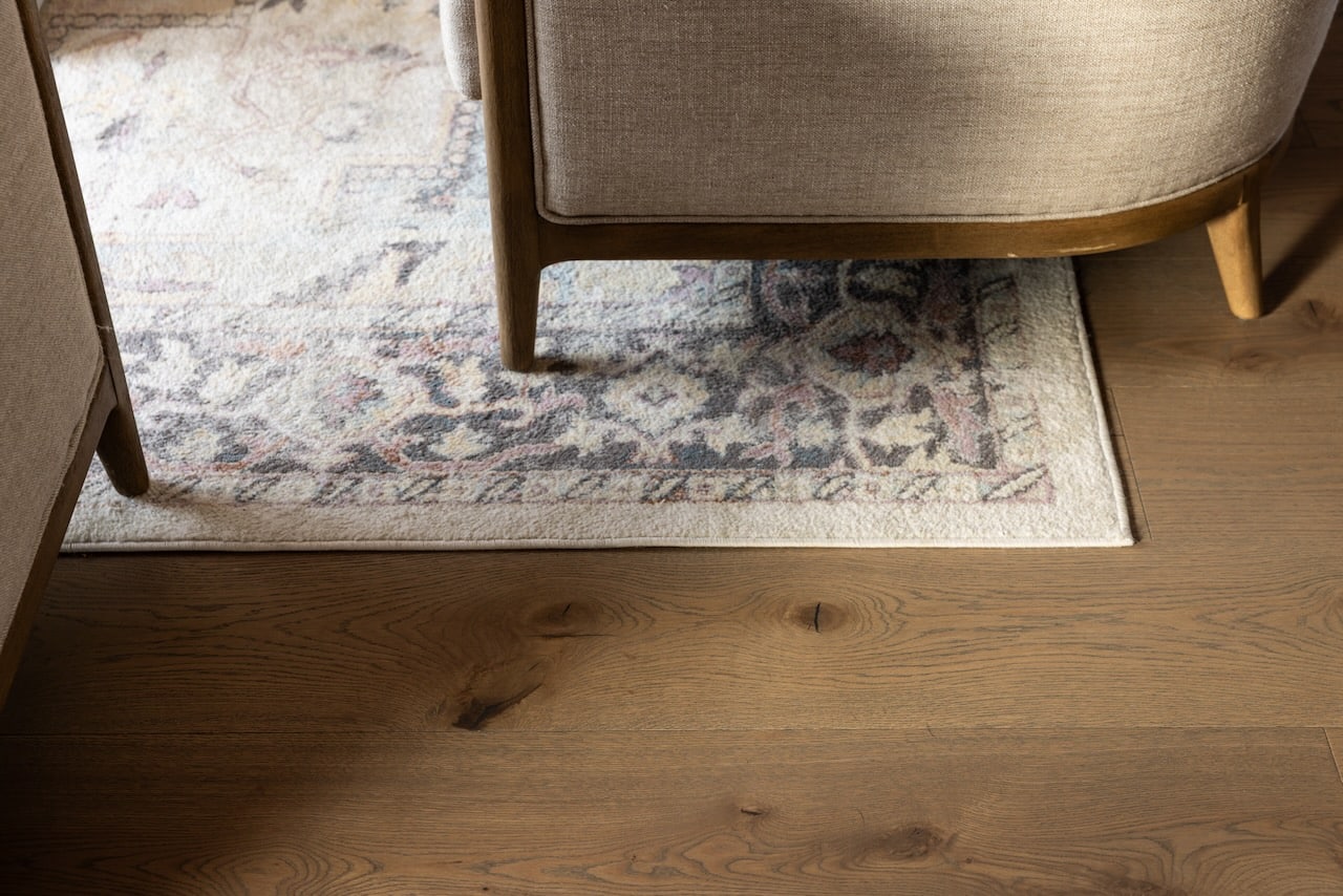 Coco Oak Flooring - Spatial Studios - Northcote Auckland White oak hardwood flooring in open plan living dining with timber ceilings and a view